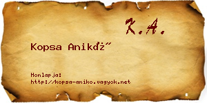 Kopsa Anikó névjegykártya